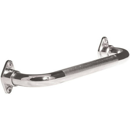AquaSense Knurled Chrome Grab Bar with Rotating Flange, 12