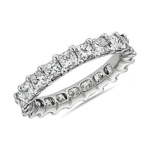 1.00 T.C.W VS1/F-G Princess Cut Natural Diamond Beautiful Eternity Band for Anniversary Gift Solid 14K White Gold Size 7