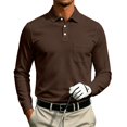 thumbnail image 2 of Qwertyu Men's Long Sleeve Polo Shirts Quick Dry Classic Soft Casual Collared Work Fishing Golf Shirt Coffee M, 2 of 8