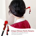 thumbnail image 4 of 8 Pieces Retro Asian Chinese Traditional Hanfu Butterfly Flower Wooden Hair Sticks Pins with Bead Pendants Hair Chopsticks Forks Bun Updo Holders for Women Girls, 4 of 4