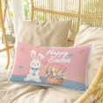 thumbnail image 4 of Happy Easter Pillow Covers, Linen Long Throw Pillow Case, Cute Bunny Colorful Eggs Spring Flowers Pink Blue Holiday Pillow Protector Decorative Cushion Cover for Living Room/Bedroom 12" x 20", 4 of 8