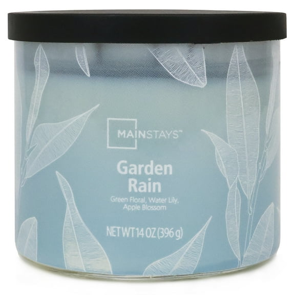 Mainstays 3-Wick Textured Wrapped Garden Rain Scented Candle, 14 oz