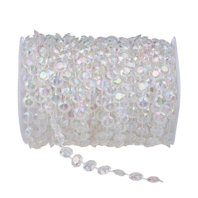 Moyic 2 rollos de cadena de cuentas transparentes, accesorios de cristal sueltos cruzados, adornos de cordones, diamantes, cortina de Tratamientos de ventanas