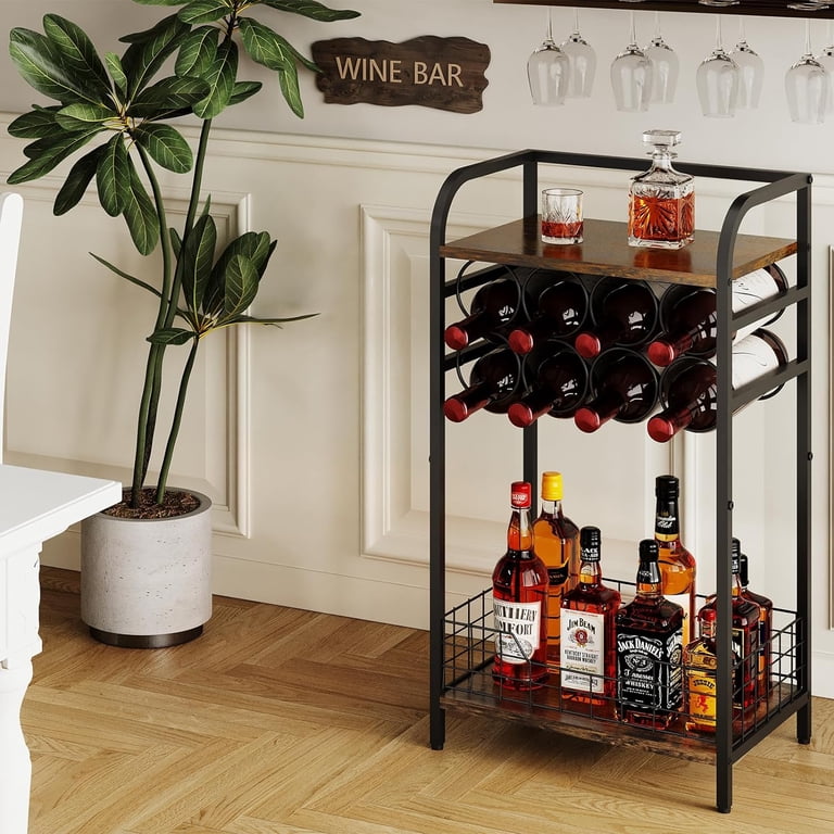 3-Tier Freestanding Floor Wine Holder,x-Cosrack Small Bar Cabinet