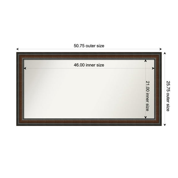 Amanti Art Custom Wall and Bathroom Mirror (25.75 x 50.75 in.), Cyprus Walnut Frame