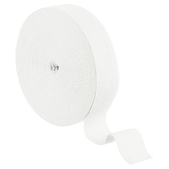1.18 Inch Cotton Twill Tape Ribbon, 22 Yards Roll Herringbone Webbing Tape, Bias Binding Tape, White