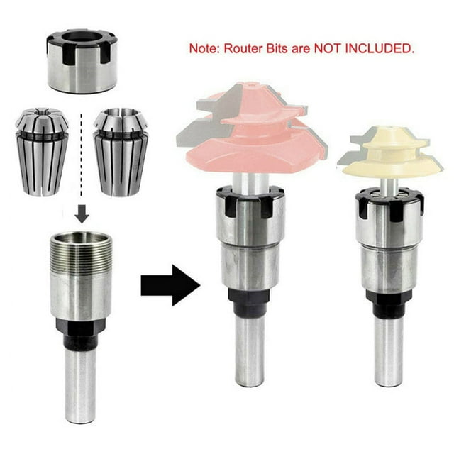 Router Bit Extension Chuck Rod Adaptors Lightweight Durable Portable Professional Trimming Milling Engraving Hand Held Grinding Adaptor Accessories ER16-8mm