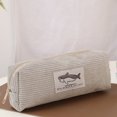 thumbnail image 2 of Shark Embroidery Stationery Storage Bag, Animal Design Zippered Pencil Case, Desk Organizer for Pens and Markers, Light Gray, 2 of 8