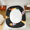 thumbnail image 5 of Feelyou Kawaii Dinosaur Kids Twin Sheet Sets, Mystic Outer Space Twin Fitted Sheet, Stars Rocket Planet Flat Sheet, Microfiber Bedroom Decor, 3pcs, 5 of 7