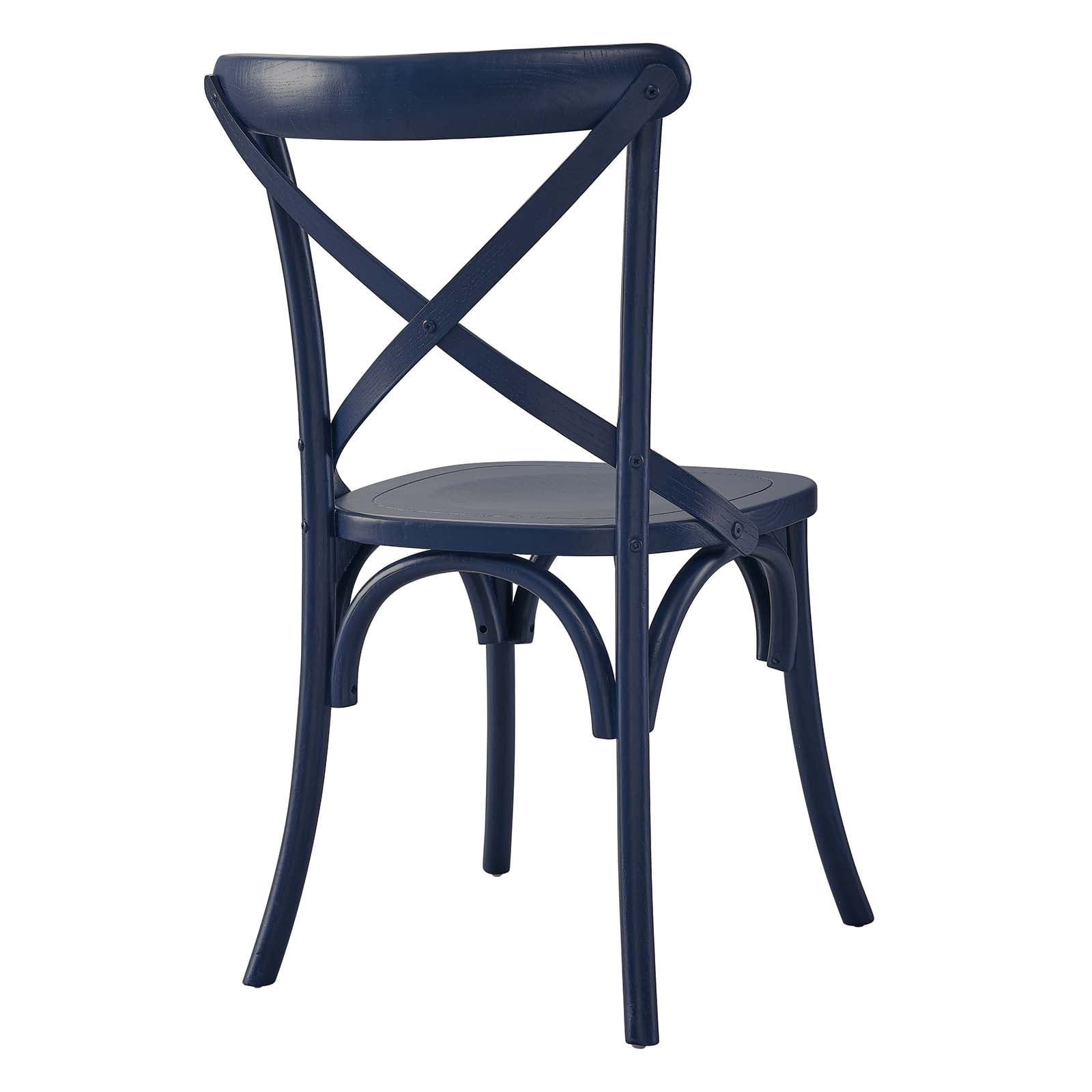 Modway Gear Elm Wood Dining Side Chair in Midnight Blue Finish