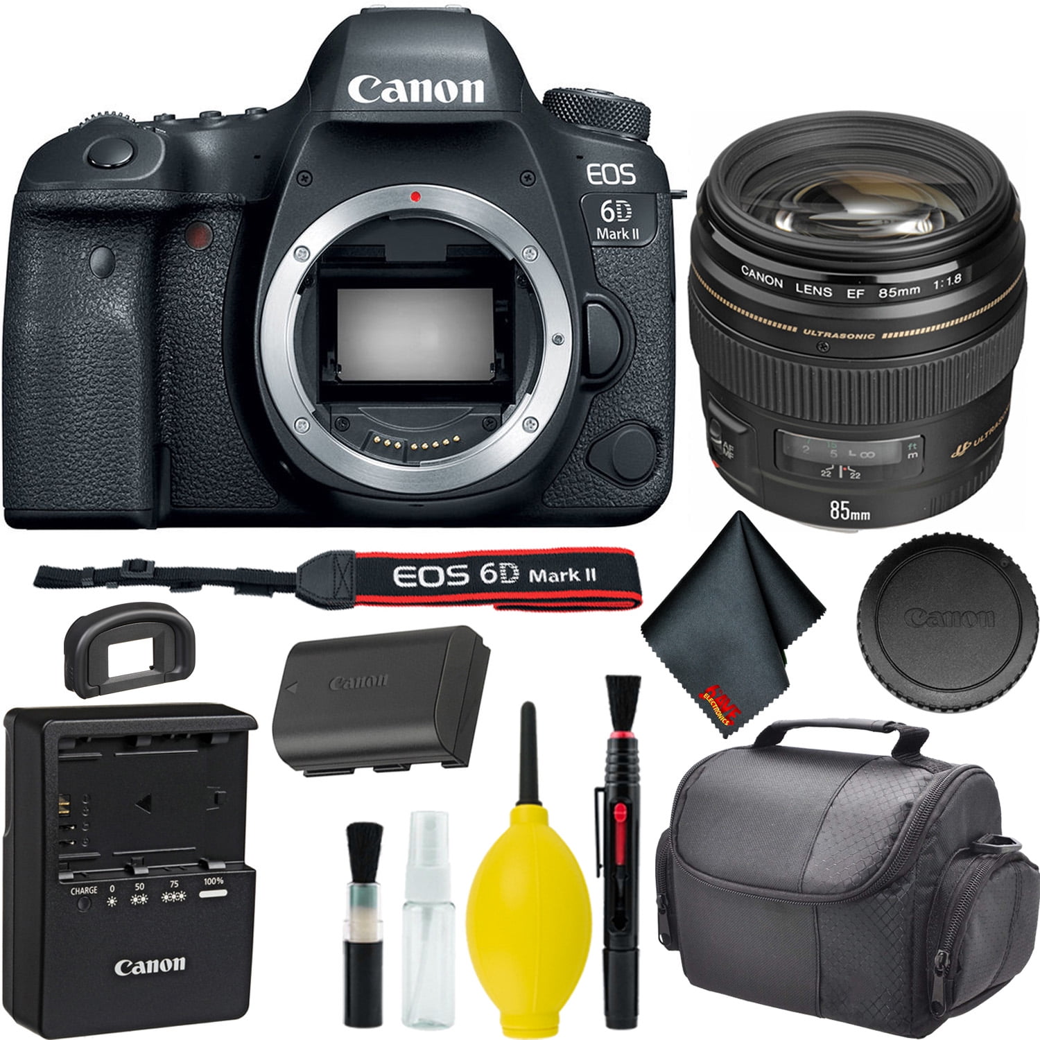 Canon EOS 6D Mark II DSLR Camera w/ Canon EF USM Lens Bundle -