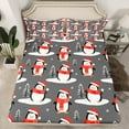 thumbnail image 2 of Manfei Funny Penguin Bed Sheets 4 Pieces for Kids, Xmas Animal King Sheets, Gray Christmas Sheet Set, Super Cozy Room Decor, 2 of 7