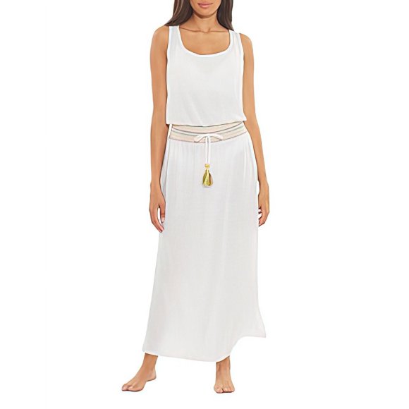 Soluna Women’s Sunset Multi Smocked Waist Maxi Dress Swim Cover Up White M