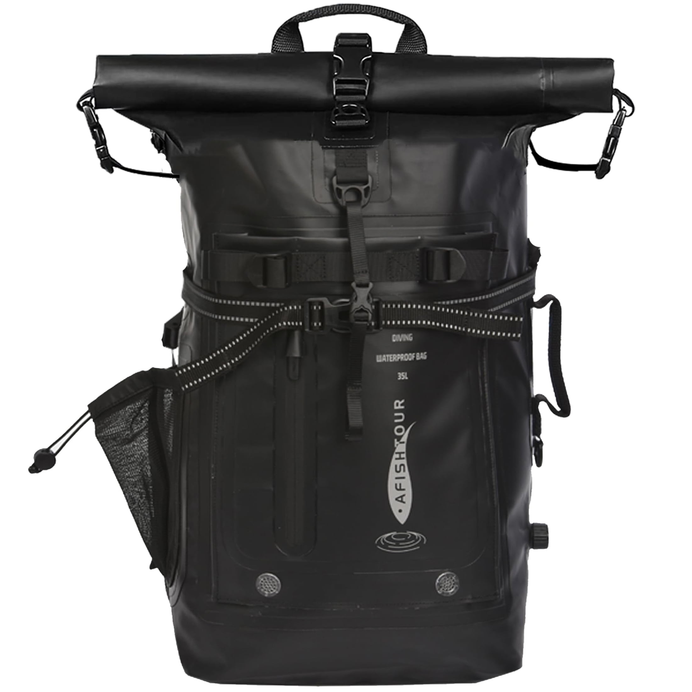AFISHTOUR Dry Bag Waterproof Backpack, 35L Heavy Duty Roll Top Floating Dry Backpack for Kayaking, Hiking, Camping, Travel (Black)
