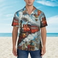 thumbnail image 4 of Daiia Red Train Hot Air Balloon Hawaiian Shirt for Men Gentle Cotton Regular Short Sleeve Casual-Medium, 4 of 9