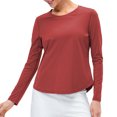 thumbnail image 1 of Camiseta de yoga para mujer, cuello redondo, manga larga, secado rápido, camiseta que absorbe la hum Abanopi Rojo/Extragrande, 1 of 7