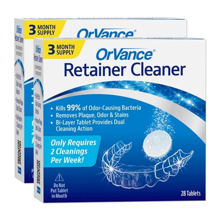 OrVance Retainer Cleaner Tablets - Only 2 Cleanings Per Week Required - Removes Odors, Stains, Plaque for Invisalign, Mouth/Night Guards - 6 Month Supply (2 Pack)