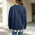 thumbnail image 4 of Girls Plaid Crewneck Sweatshirt Long Sleeve Two Piece Pullover Top Casual Warm Preppy Sweatshirt for Kids Fall Winter School Daily Play Wear(11-12 Years,Navy), 4 of 4