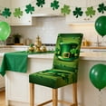 thumbnail image 5 of AYktou St. Patrick's Day Chair Covers, Stretchable Shamrock Green Clover Dining Table Chair Slipcover Elastic Straps Removable Washable Chair Cover for Dining Room Hotel Party Spring Decorations, 5 of 7