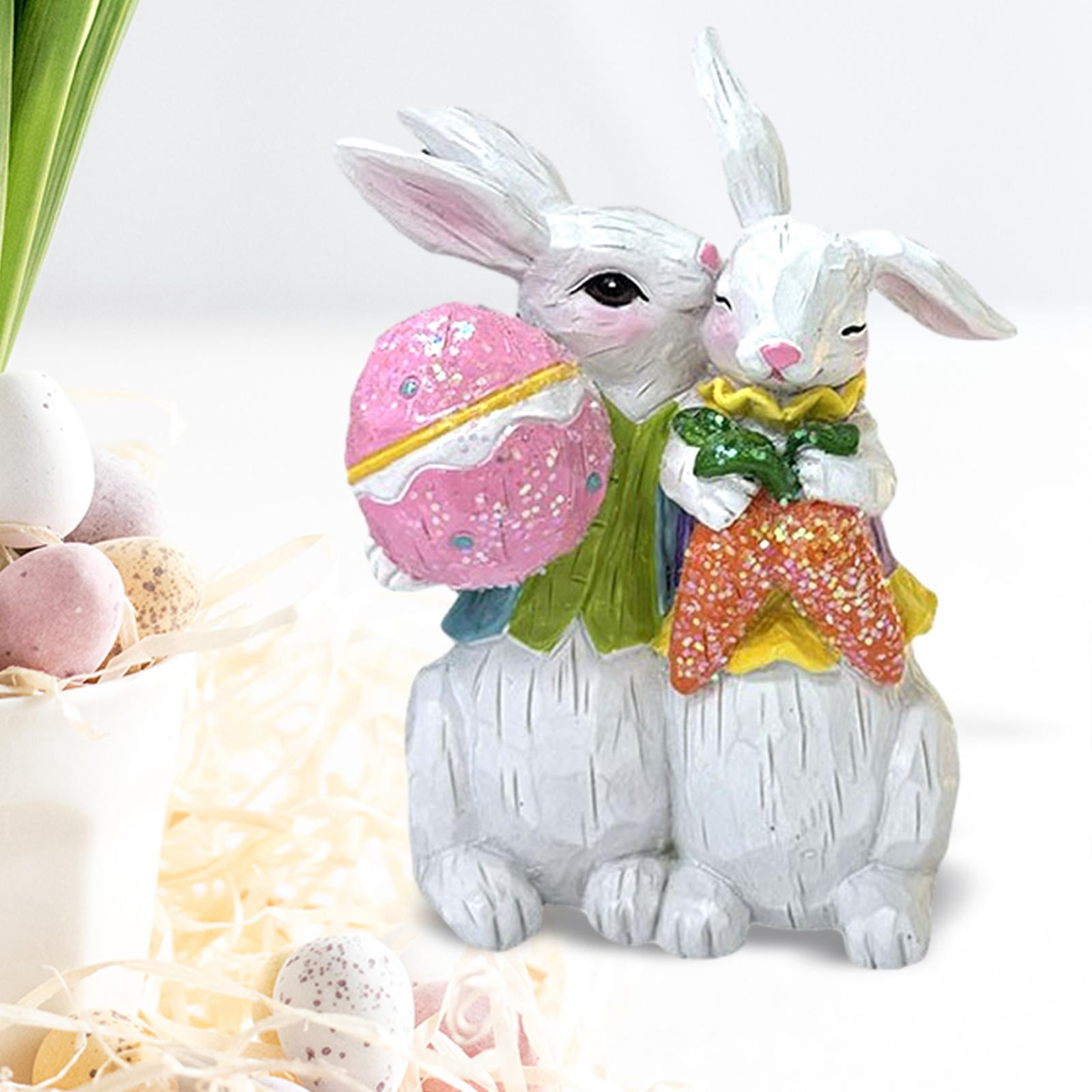 TISHITA Easter Resin Figure Cute Easter Decor Animal Sculpture for Garden Desk Table