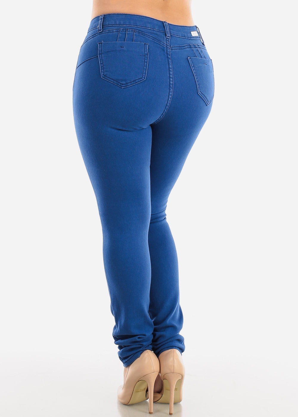 Moda Xpress - Plus Size Butt Lifting Blue Skinny Jeans 10931K - Walmart ...
