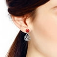 thumbnail image 5 of Majestic Tree of Life w/ Synthetic Red Coral Sterling Silver Dangle Earrings, 5 of 5