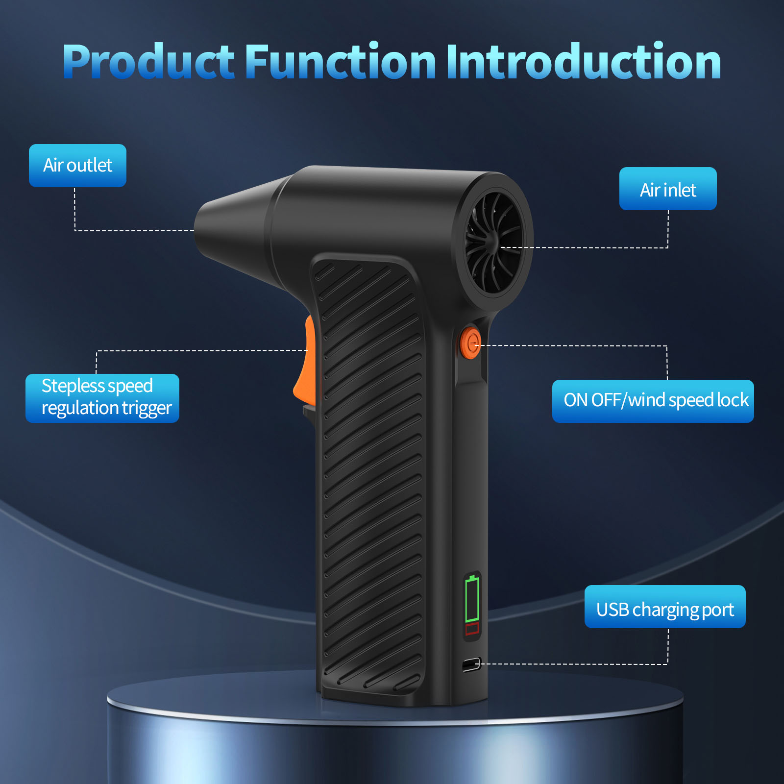 Electric Air Dusters with Fan, 11000RPM, Cordless and Rechargeable, Stepless Speed for Efficient Dusts Removal