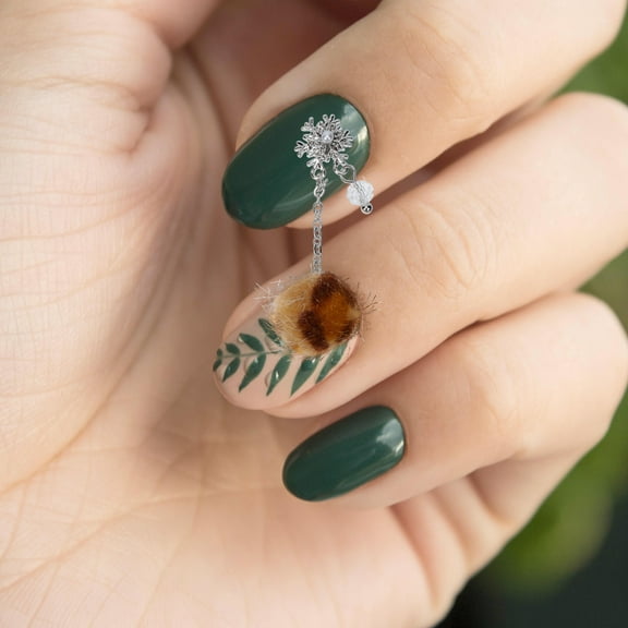 MUSEYA 4Pcs Charms for Nails Design Nail Art Fluffy Balls with Zircon for Women