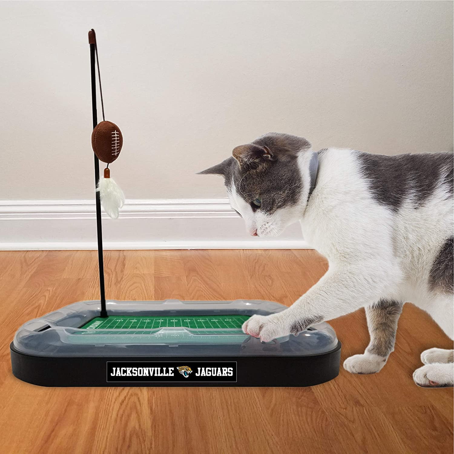 NFL Jacksonville Jaguars CAT Scratcher Toy with Catnip Plush & Feather Cat and Kitty Toy