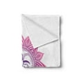 thumbnail image 2 of Sun Soft Flannel Fleece Throw Blanket, Vintage Floral Design Heavenly Bodies Oriental Celestial Elements, Cozy Plush for Indoor and Outdoor Use, 50" x 70", Purple Hot Pink White, by Ambesonne, 2 of 5