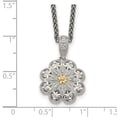 thumbnail image 3 of 925 Sterling Silver Spiga Wheat Necklace with Pendants Chain Shey Couture Antiqued 14K Accent 18 Inch Diamond Vintage Flower 16 mm, 3 of 5