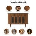 thumbnail image 5 of Wirrytor 47''  Wooden Oval Sideboard Buffet Cabinet with 2 Hollow Doors 2 Open Shelves, Console Dining Cabinet with Doors, Kitchen Cabinets Brown for Dining Room Living Room Hallway,Walnut, 5 of 10