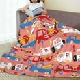 thumbnail image 6 of Honeii Cartoon with Traffic Elements Print Fleece Blanket - Throw Blanket for Bed, Sofa, Couch, Camping, and Travel , Microplush Ultra Soft Warm Blanket-40"x30", 6 of 7