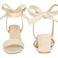 thumbnail image 2 of BLISSFUL STEP Women's Open Toe Pleated Lace Up Chunky Heels Sandals Beige (Size 6), 2 of 6