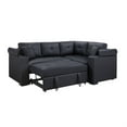 thumbnail image 2 of Nov Sectional Sleeper Sofa- 2 Pillows- USB Charger- Black Faux Leather, 2 of 6