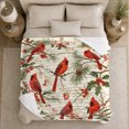 thumbnail image 4 of Red Cardinals Across Evergreen And Holly Branches, Soft Flannel Blanket with Naturalistic Winter Botanical Print, Housewarming Gift and Home Decor for Bedroom and Living Room, 4 of 7