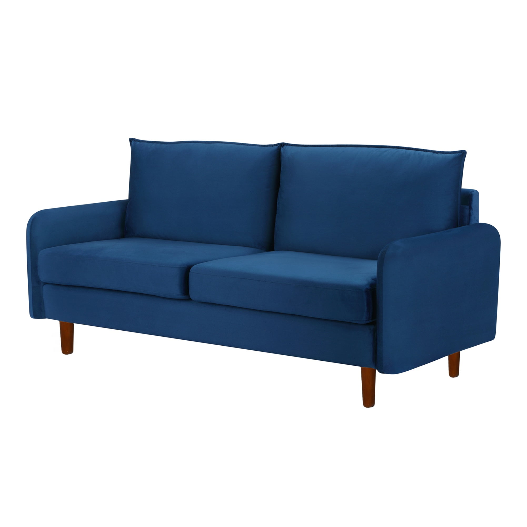 Private Jungle Mid Century Modern Velvet Loveseat Sofa with Wood Legs for Small Spaces (Blue) Private Jungle Mid Century Modern Velvet Loveseat Sofa with Wood Legs for Small Spaces (Blue)