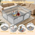 thumbnail image 4 of Baby Playpen 74x50x27 Inch with 2 Handles and Carry Bag, Grey, 4 of 6