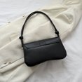 thumbnail image 4 of Bolso de axila para mujer Bolso de compras simple de color sólido retro de cuero de PU (negro), 4 of 5