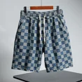 thumbnail image 3 of Pantalones cortos de mezclilla para hombre, bermuda larga, holgada, a cuadros, anchos, para hombre, pantalones vaqueros cortos finos, azules, moda coreana, original, Harajuku, XL, 3 of 5