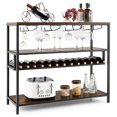 thumbnail image 2 of Yardi Yard Wine Rack Table With 4 Rows of Glass Holders, Wine Rack, Free Standing Floor, for Kitchen Dining Room, 2 of 9