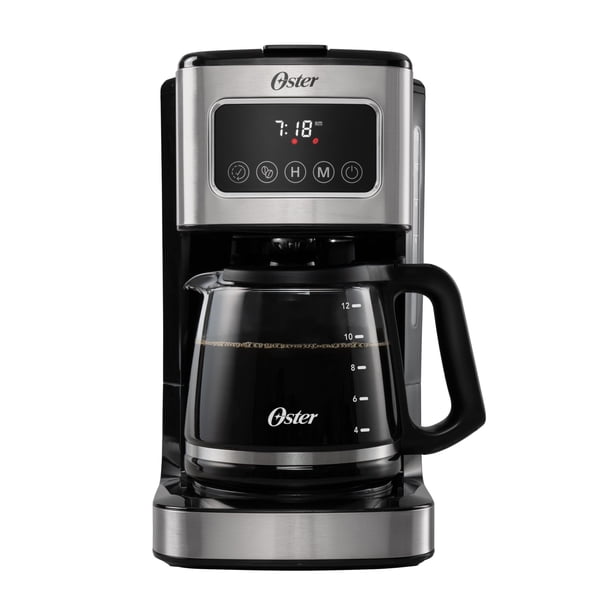 Cafetera Oster Programable, Pantalla Táctil, Jarra de Vidrio, de 12 Tazas, Negro y Acero Inoxidable, BVSTDC4403