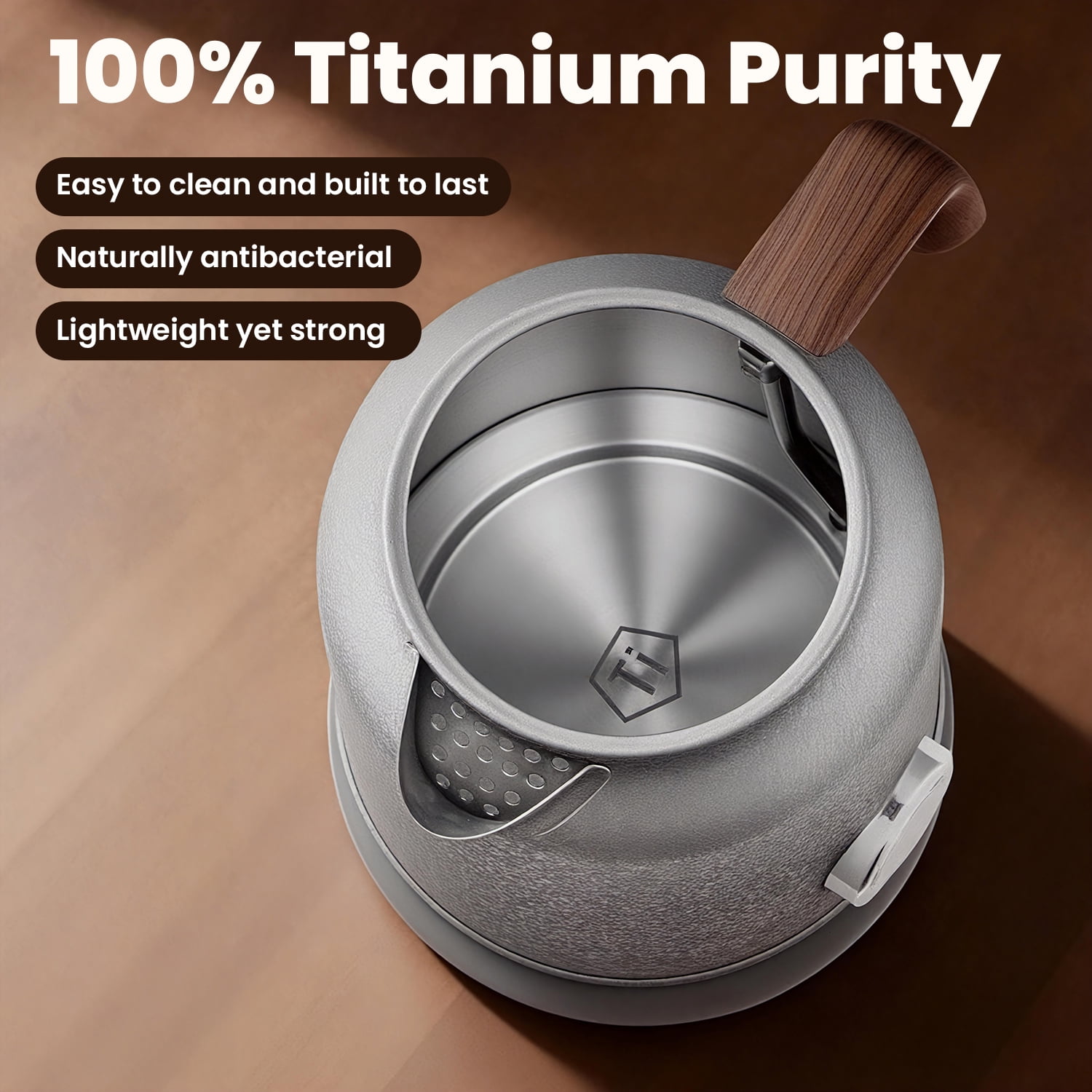 ICYBER BOOM 1.8L Titanium Electric Kettle, 1200W with Temp Gauge & 4 Presets, Auto Shut-off & Boil-Dry Protection, Cordless, Black