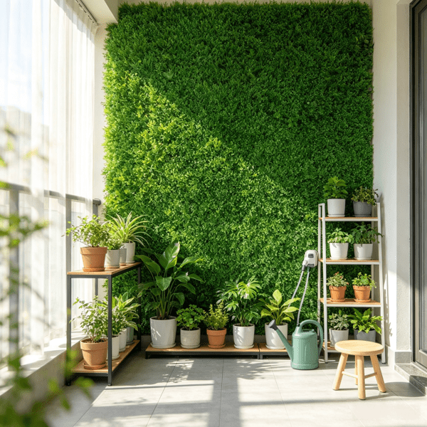 Artificial Panel 6-Pack, UV-Protected 20" x 20" Faux Hedge Wall Tiles, 4 cm Thick Green Grass Backdrop, Privacy Fence for Indoor Outdoor Garden & Backyard Decor
