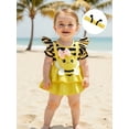 thumbnail image 4 of BemeyourBBs Newborn Girl Outfit, Short Sleeve Striped Bee Romper Dress Headband, 4 of 6