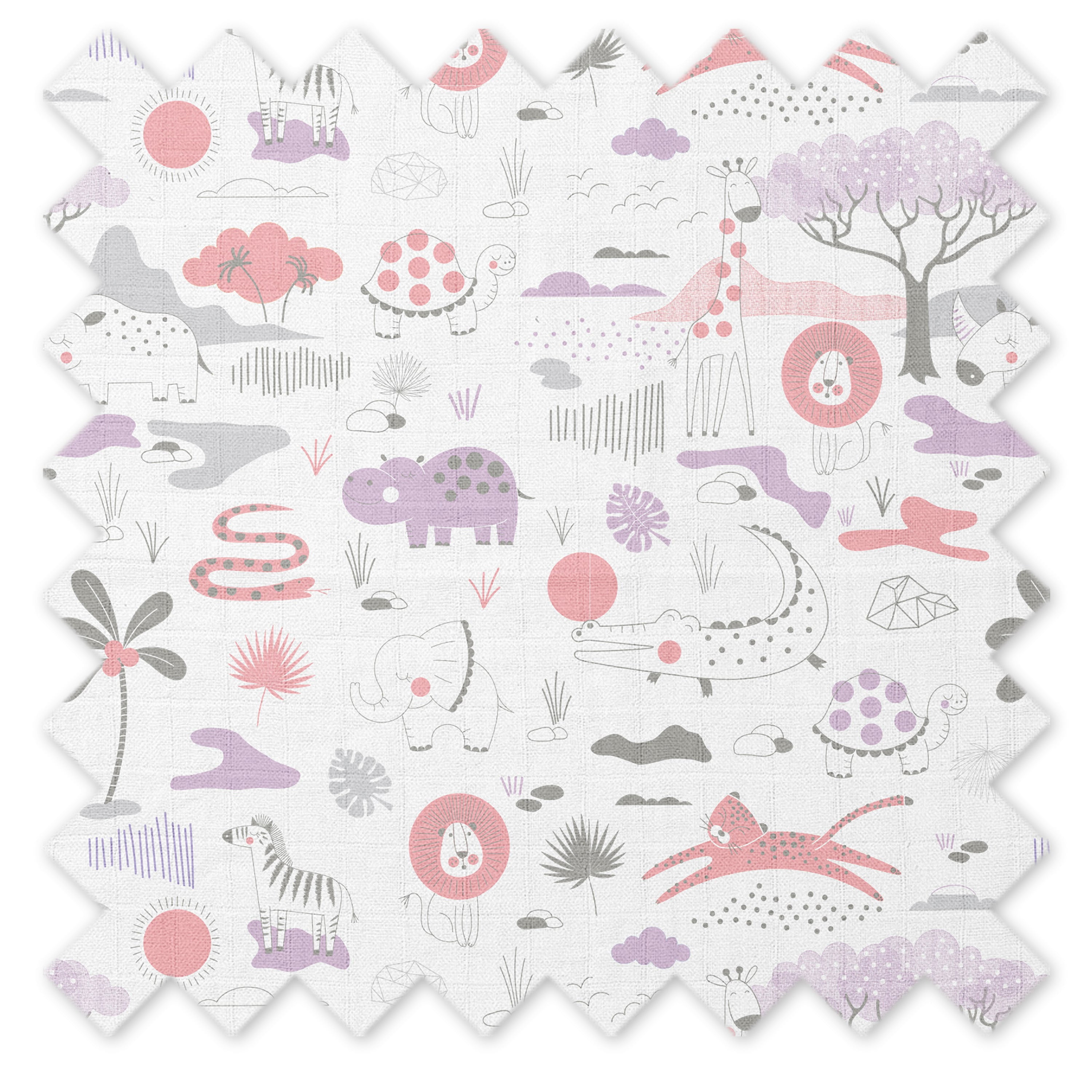 Bacati - Muslin Quilted Changing Pad Cover, Jungle Safari Lilac/Coral