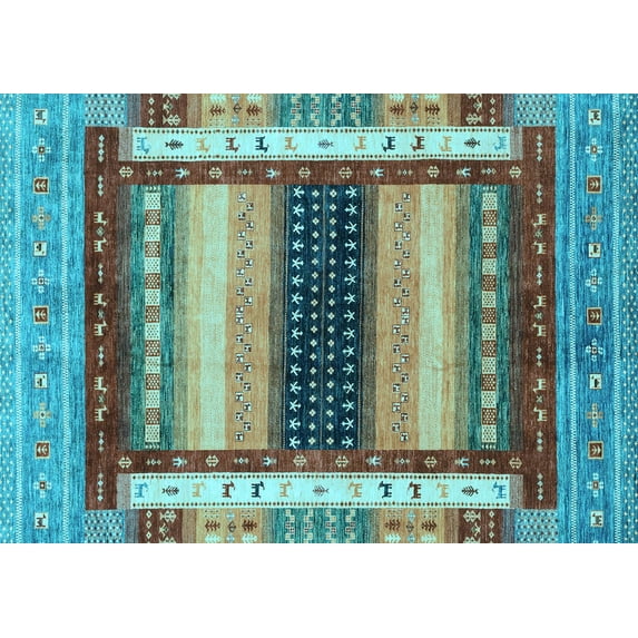 Ahgly Company Indoor Rectangle Abstract Light Blue Modern Area Rugs, 2' x 5'