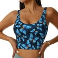 thumbnail image 3 of Goofa Blue Butterfly Printed Sports Bras for Women, High Impact Running Bra Workout Crop Tank Tops Longline Sports Bra Push up-Large, 3 of 9