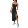 thumbnail image 2 of Simua Women's Summer Fashion Dress Sexy Spaghetti Strap Split Solid Color Backless Slim Midi Dress, 2 of 9