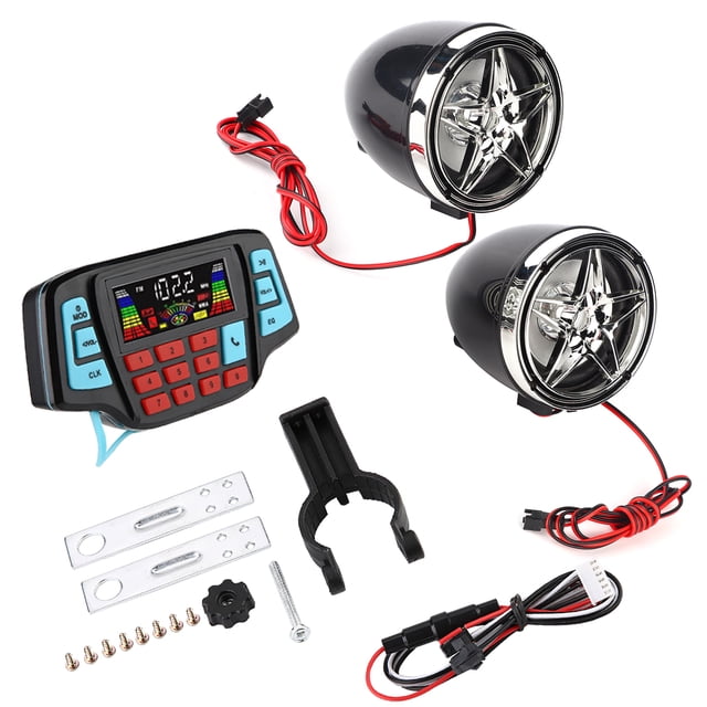 Reproductor de MP3 Bluetooth para motocicleta a prueba de agua, sistema de altavoces estéreo con soporte para tarjeta de memoria USB